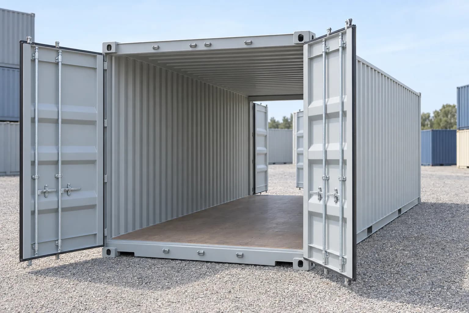 Container One-trip 20ft double door, three-quarter view