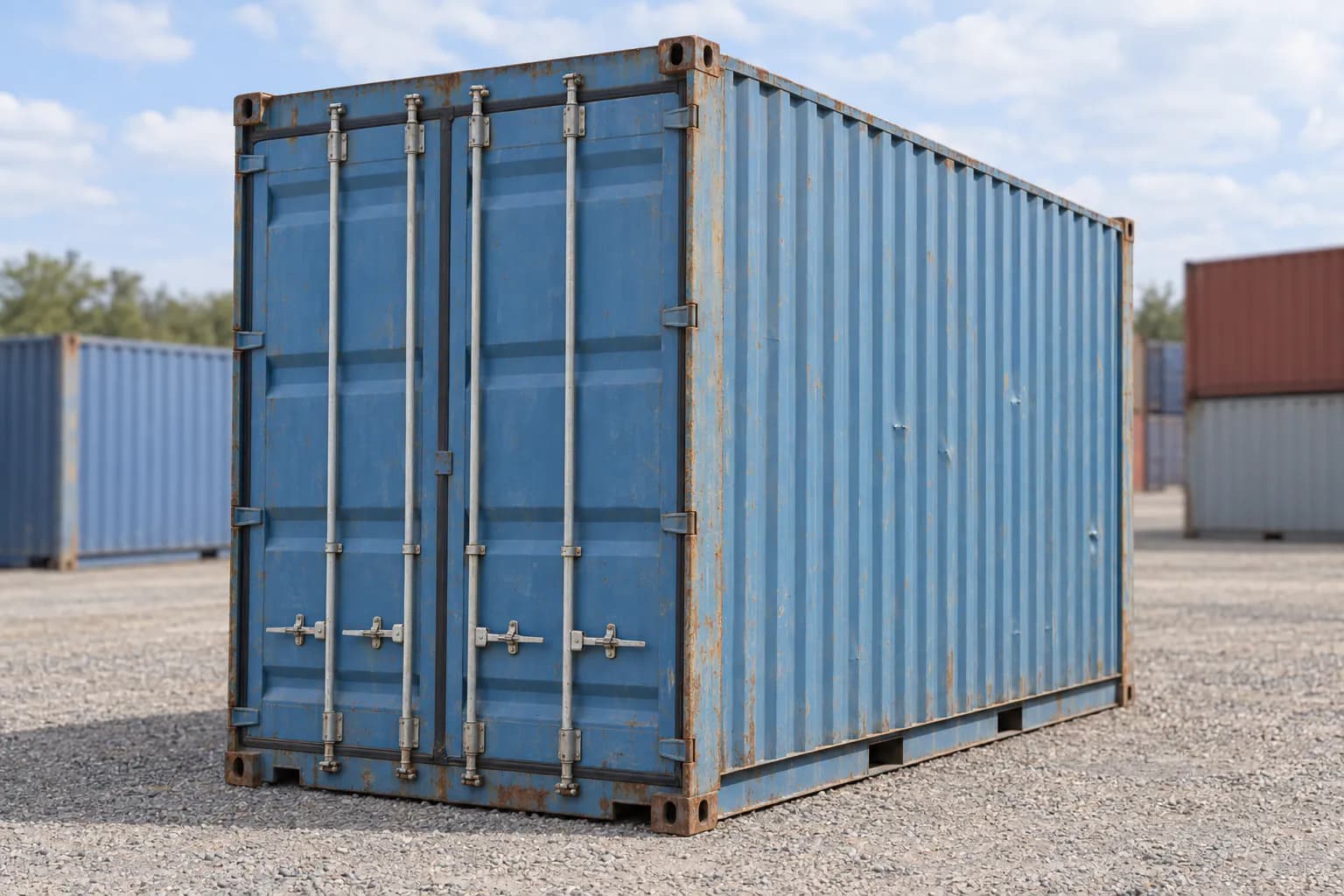 Container Used 20ft High Cube wind and watertight, three-quarter view