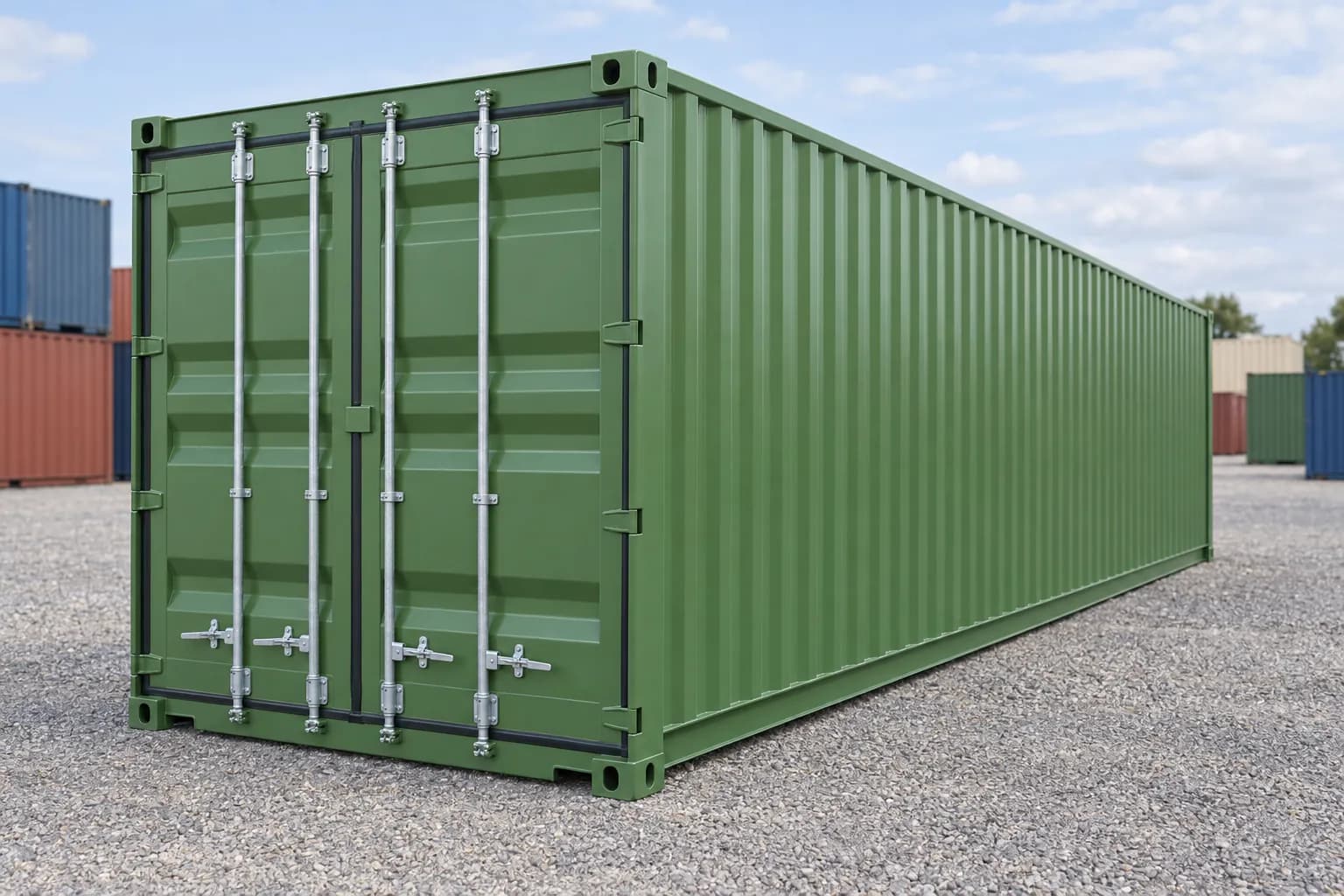 Container 40ft one-trip, three-quarter view