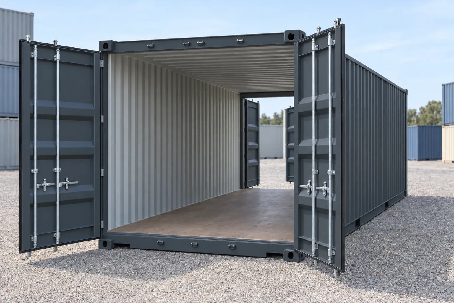 One-trip 20ft double door shipping container, anthracite grey RAL 7016