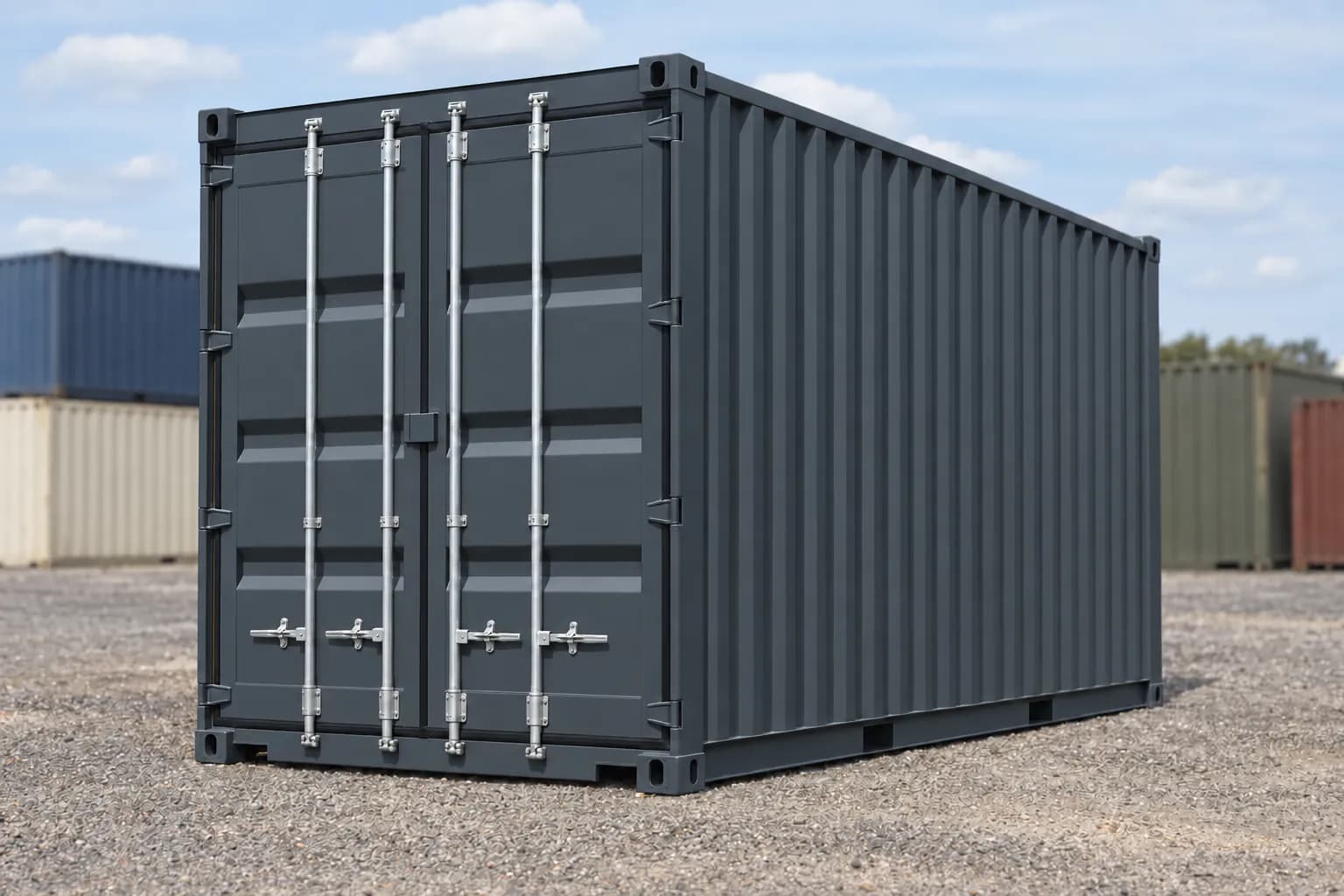 20ft High Cube one-trip shipping container, anthracite grey RAL 7016