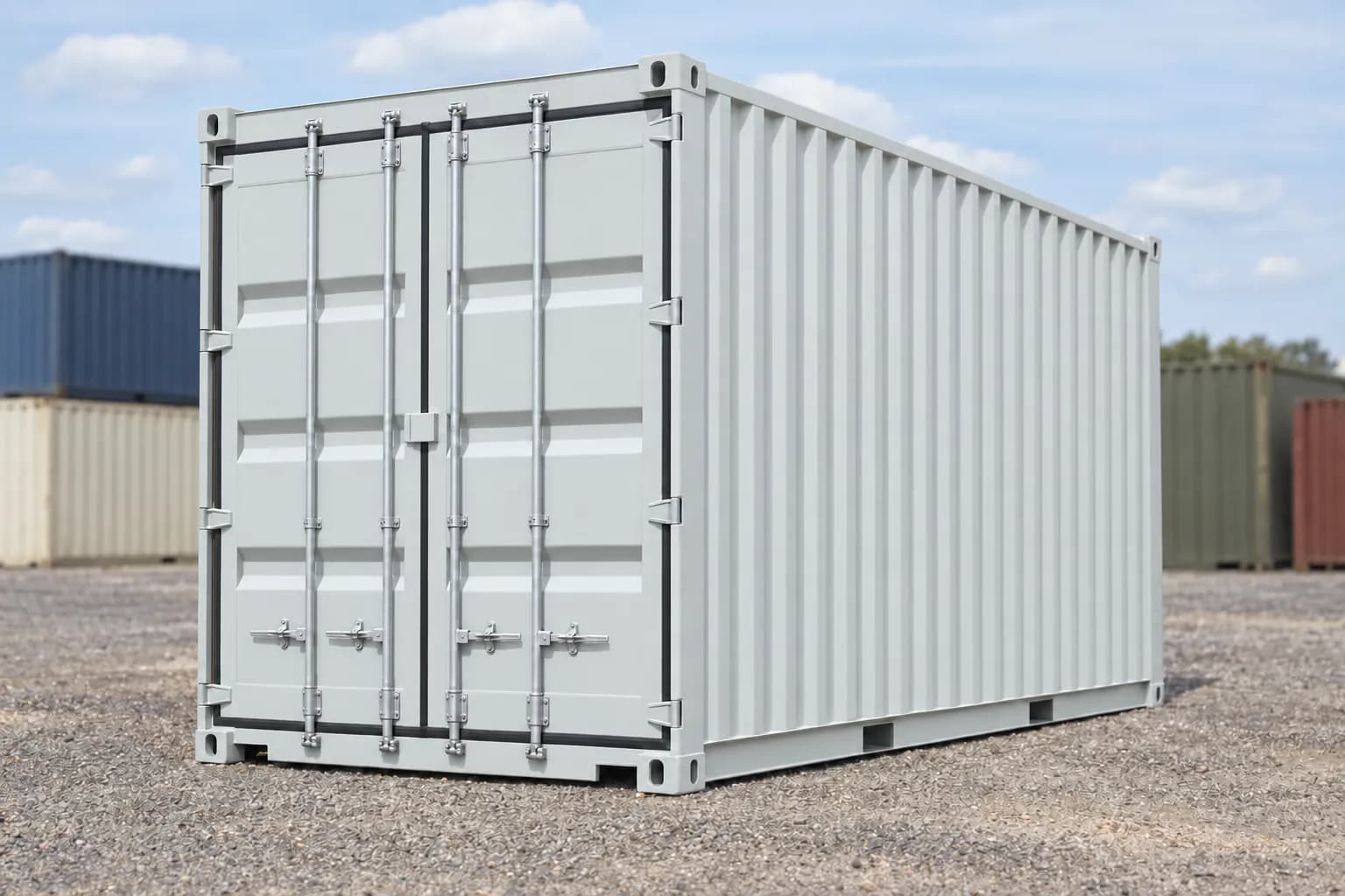 20ft High Cube one-trip shipping container, light grey RAL 7035
