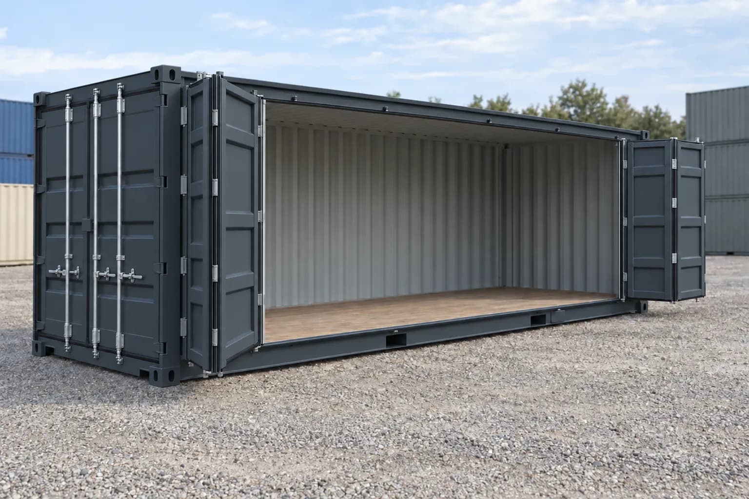 One-trip 20ft Open Side container (side opening), anthracite grey RAL 7016