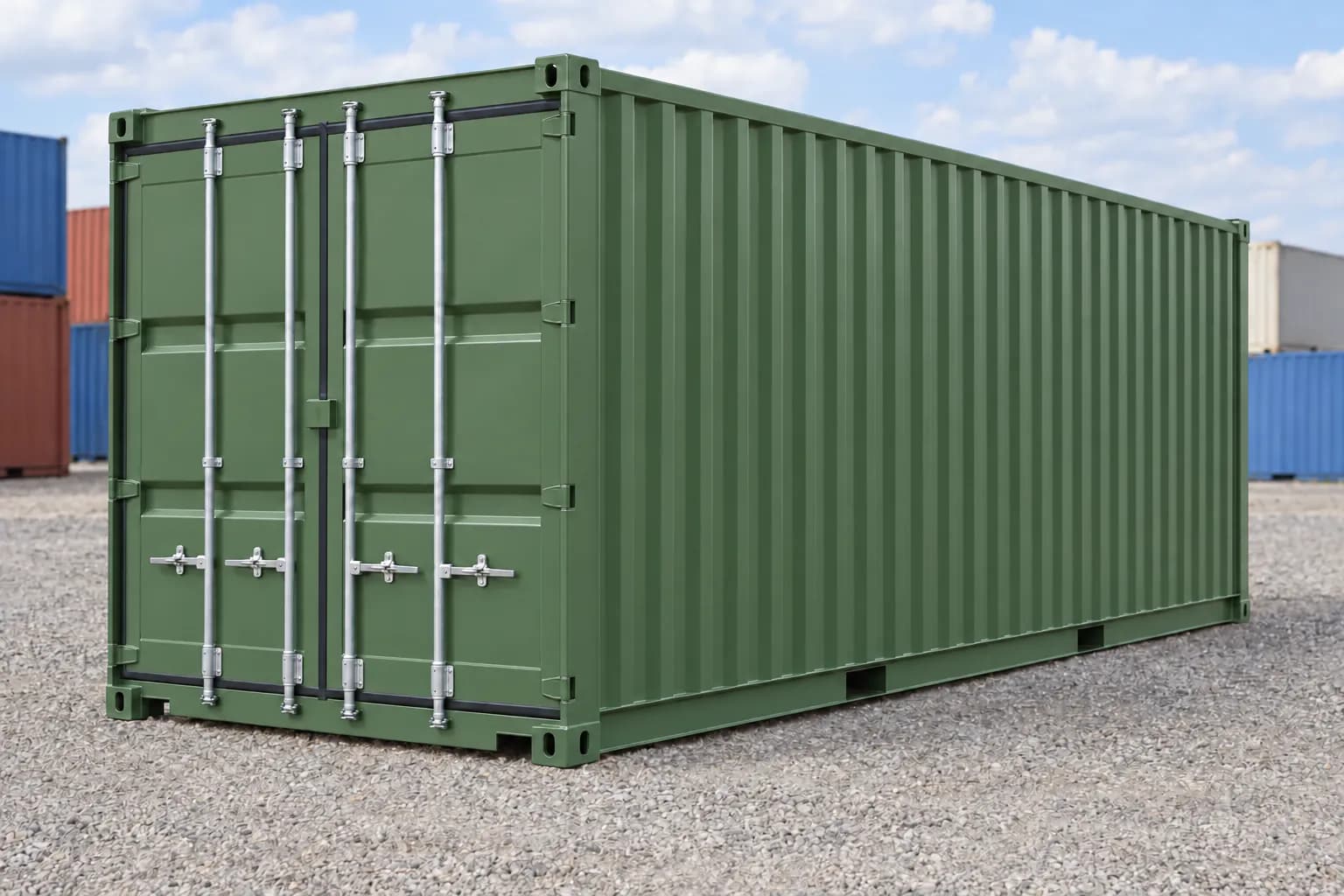 New 20ft shipping container — never used, reseda green RAL 6011