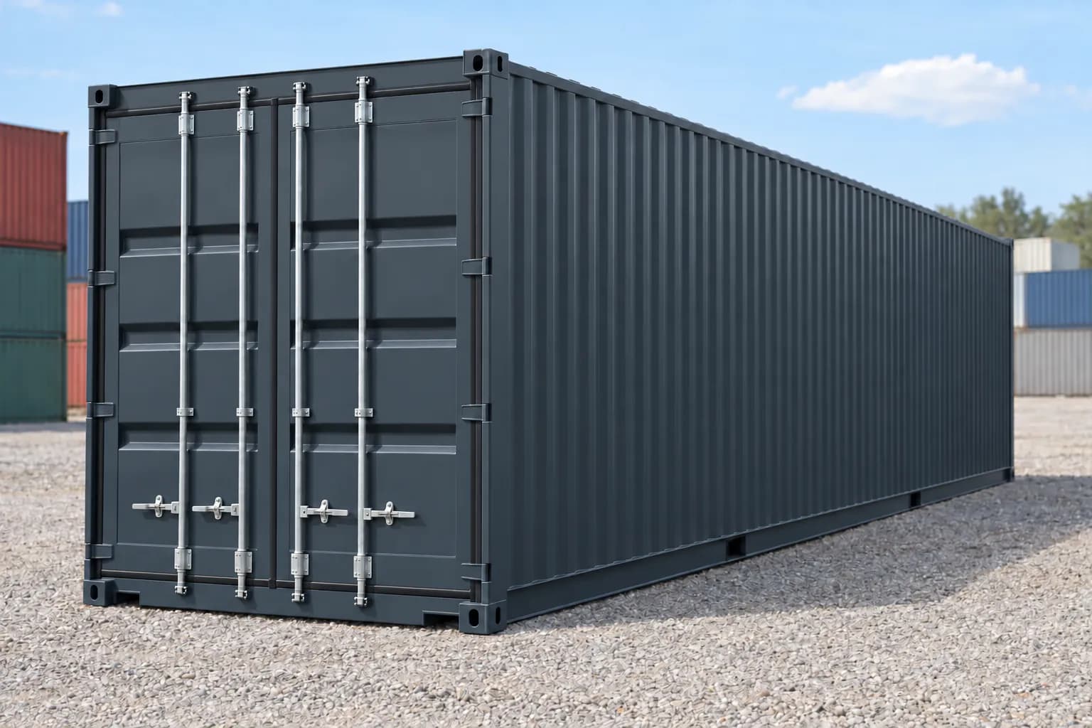 40ft High Cube one-trip shipping container, anthracite grey RAL 7016