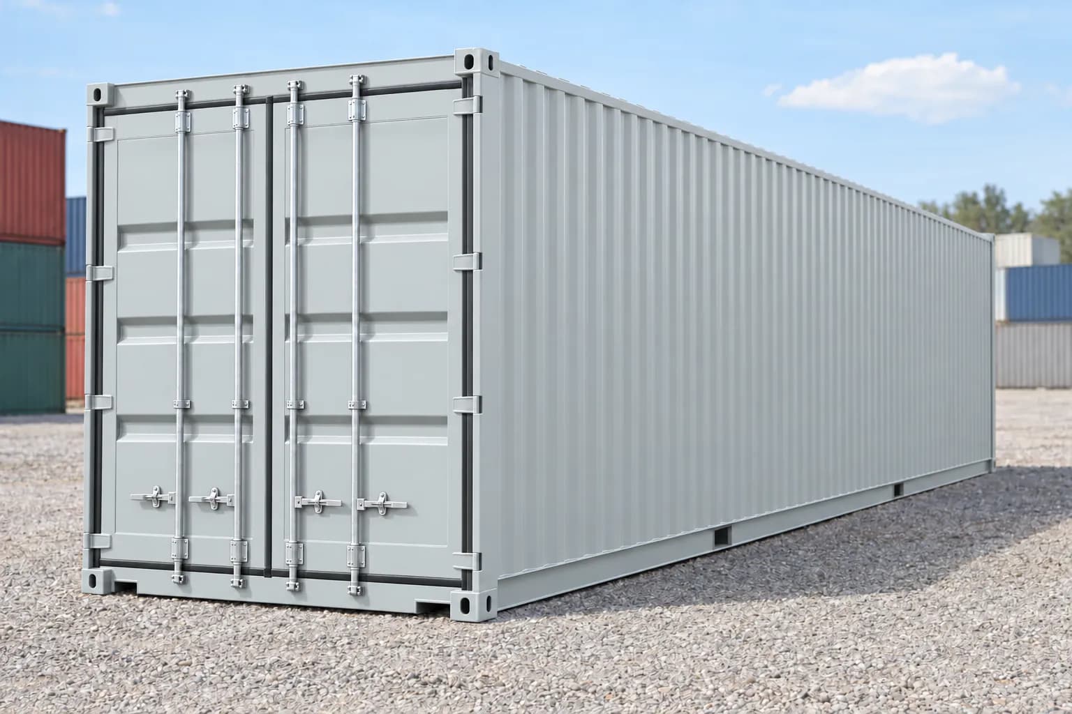 40ft High Cube one-trip shipping container, light grey RAL 7035