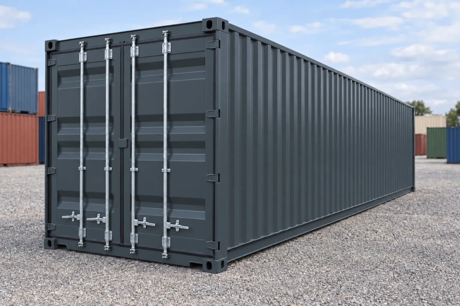40ft one-trip shipping container, anthracite grey RAL 7016