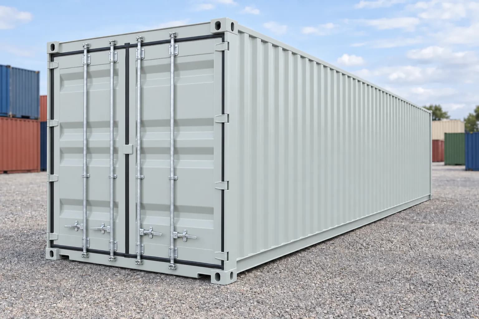 40ft one-trip shipping container, light grey RAL 7035