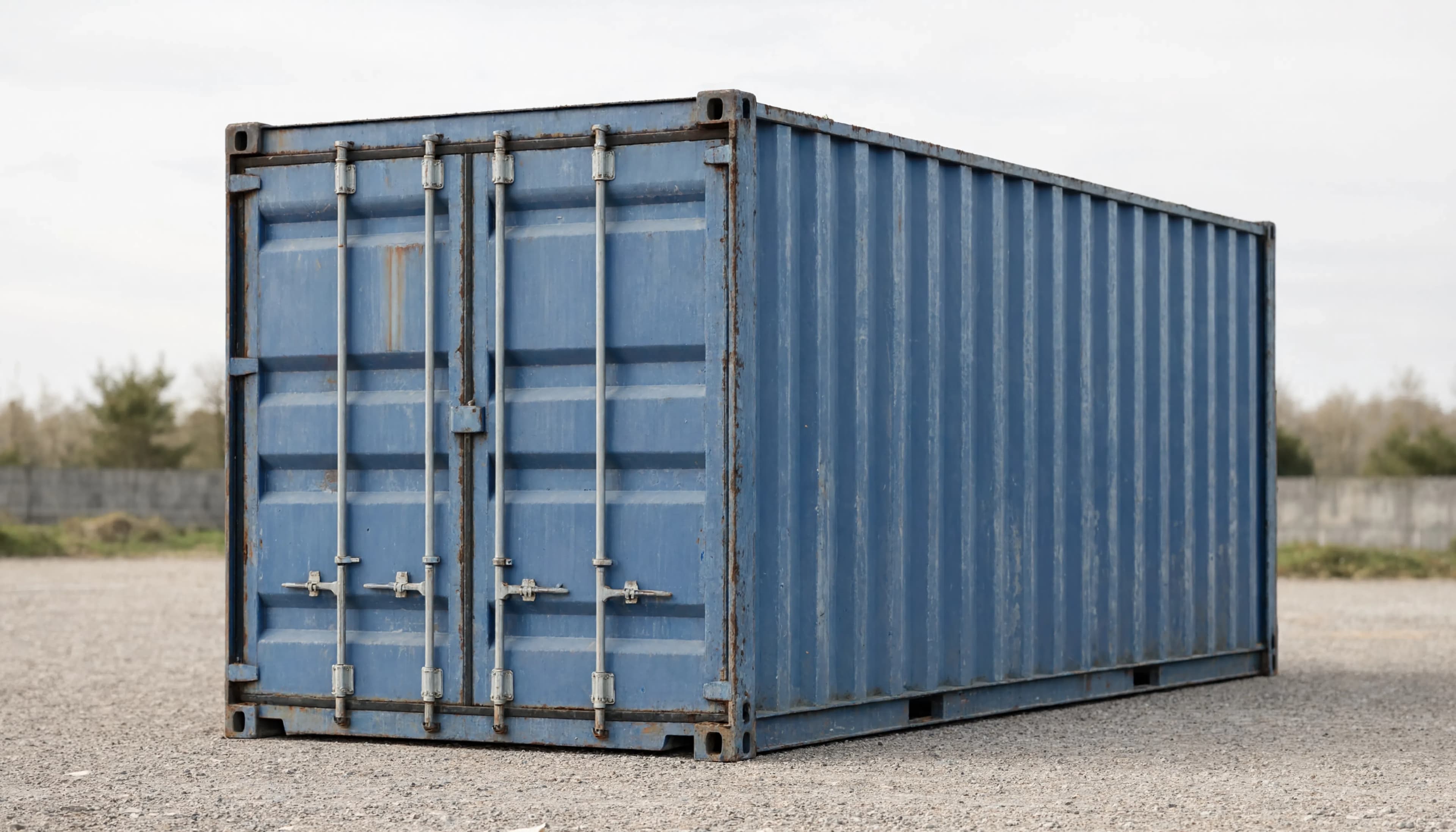 Illustration of a standard 20ft shipping container seen from three-quarter view